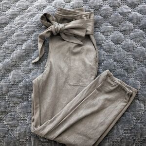 Olivaceous Grey Suede Pants